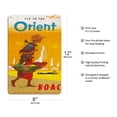 thumbnail image 2 of Fly to the Orient - British Overseas Airways Corporation BOAC - Vintage Airline Travel Poster c.1950s - 8 x 12 inch Vintage Wood Art Sign, 2 of 4