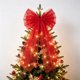thumbnail image 1 of MTBLYS Adorno navideño de encaje con lazo de malla y cinta larga para la cima del árbol de Navidad|Adorno navideño con diseño de malla para la decoración de la pared|chimenea o puerta del hogar, 1 of 6