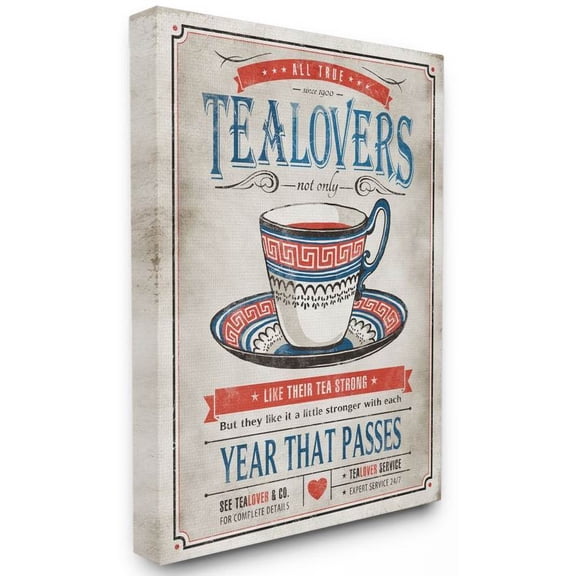 Stupell Industries Tea Lovers Vintage Comic Book Design Canvas Wall Art by Ester Kay