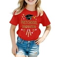 thumbnail image 4 of MIXUE Girls Tops & T-Shirts Kids Summer Cute Preschool Graduation Print Round Neck Short Sleeve Loose Fit Casual Tee Shirts Sportwear,Red,6-7 Years, 4 of 4