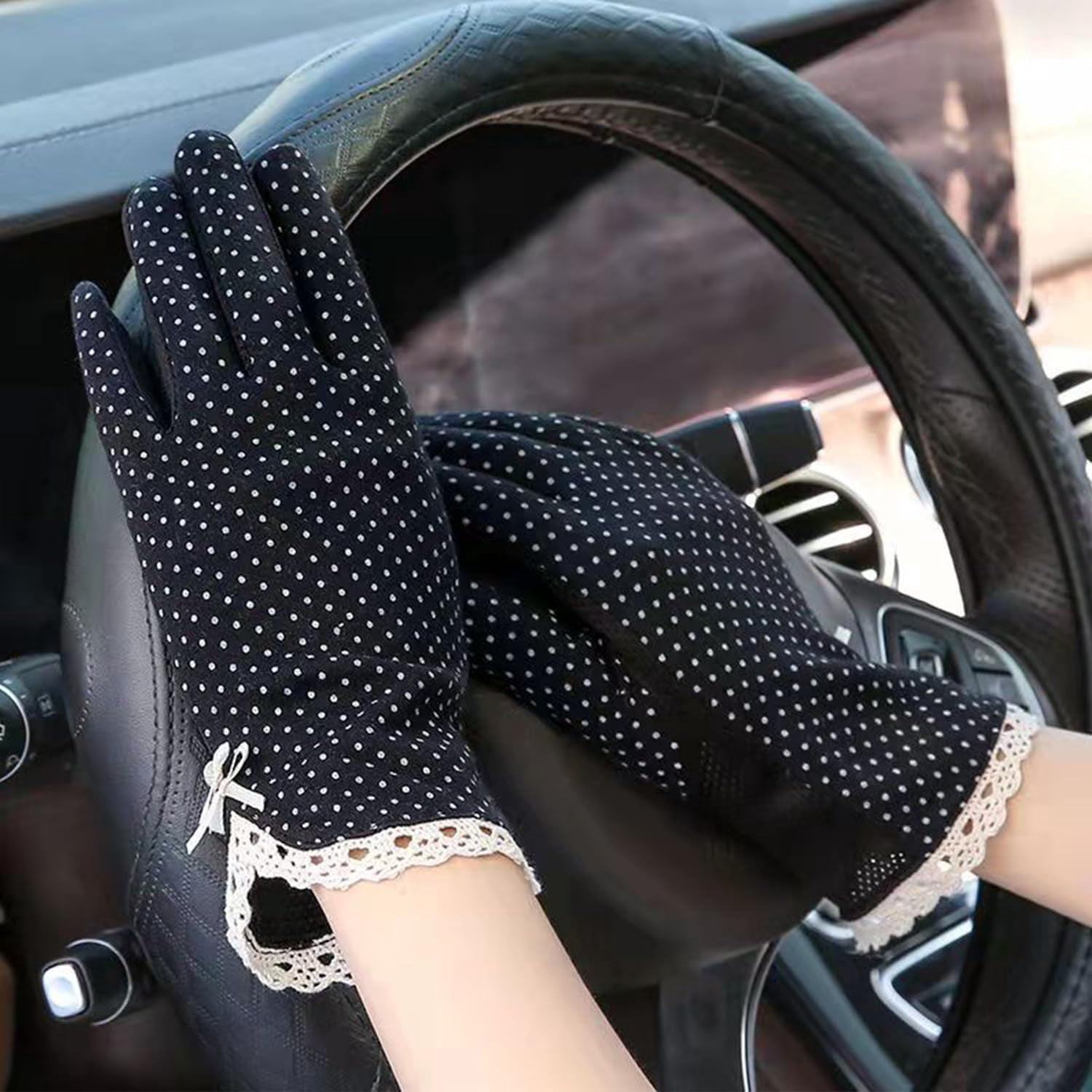 Zhengup Women's Lace Gloves for Outdoor Activities 4 Pairs- Sun Protection,UV Resistant Breathable Cotton,Ideal for Summer, Driving, Golf, and Biking