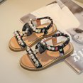 thumbnail image 2 of Black·Friday·Deals Clearance asdoklhq Girl's Shoes,Toddler Girls Summer Sandals Little Kid Open Toe Princess Dress Flats Sandals Leather Rubber Sole Princess Sandals, 2 of 9