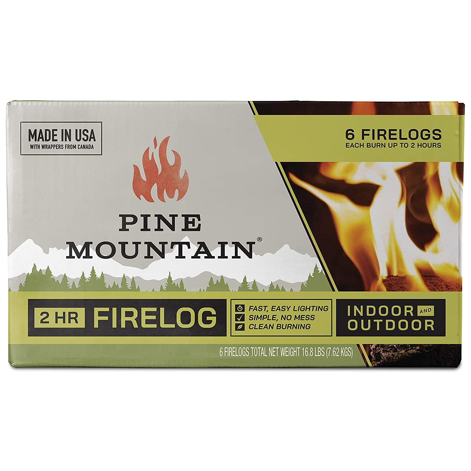 New Pine Mountain 500160801 Traditional Firelogs, 2Hour Burn Time, 6