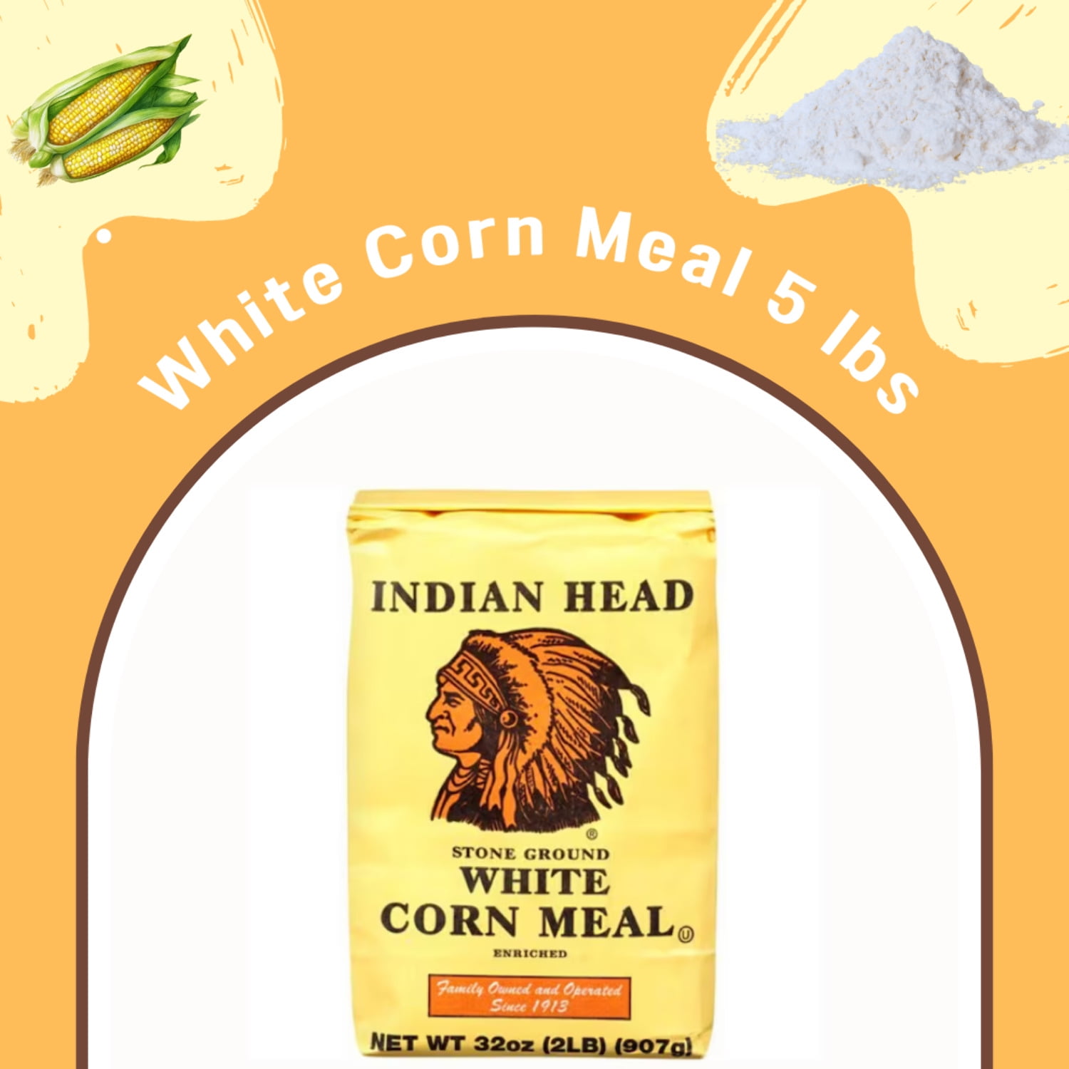 (5 pack) Wilkins Rogers Indian Head Corn Meal, 32 oz