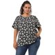 thumbnail image 5 of Women's Plus Size Tops Ruffle Short Sleeve Summer Chiffon Floral Blouse Black 1X, 5 of 7