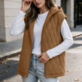 thumbnail image 4 of Cmfcve Womens Plus Size Winter Hooded Quilted Faux Suede Vest Full Zip Sleeveless Jacket Casual Warm Padded Outerwear, 4 of 8