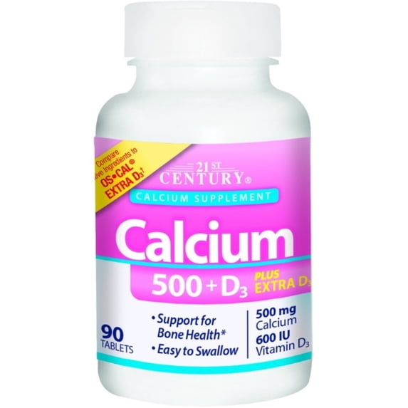 21st Century Calcium Plus Extra D Caplets, 500 mg, 90 Each - (Pack of 2 ...