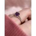 thumbnail image 2 of Natural Amethyst Ring Heart Shape Amethyst Band Ring Wedding Anniversary Promise Ring 925 Sterling Silver Gemstone Jewelry For Women Gift, 2 of 5