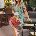 thumbnail image 3 of Balery Floating Colorful Cereal Vestidos sueltos de manga corta para mujer, vestidos de verano 2025, vestidos casuales de corte A con vuelo., 3 of 6