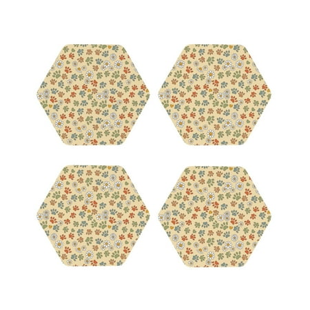 

Tideii Paw In Groovy Style for Leather Coasters 4 Pieces Anti-fouling and Anti-scalding Decorative Coasters Suitable for Restaurants Kitchens Coffee Shops-Hexagon