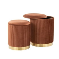 LumiSource Marla Nesting Pleated Ottoman Set