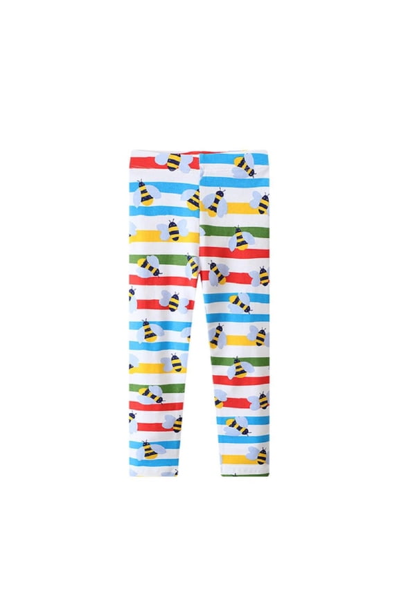 Girl Spring Autumn Girls Leggings Pants Toddler Bee Pattern Pure Cotton Casual Pants