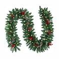 thumbnail image 2 of 71in Christmas Garland, Pre-lit Artificial Garland Decorations Greenery with Flowers, Berries Cones Balls Ornament, Warm White LED Lights, Indoor/Outdoor, Flocked, 2 of 6