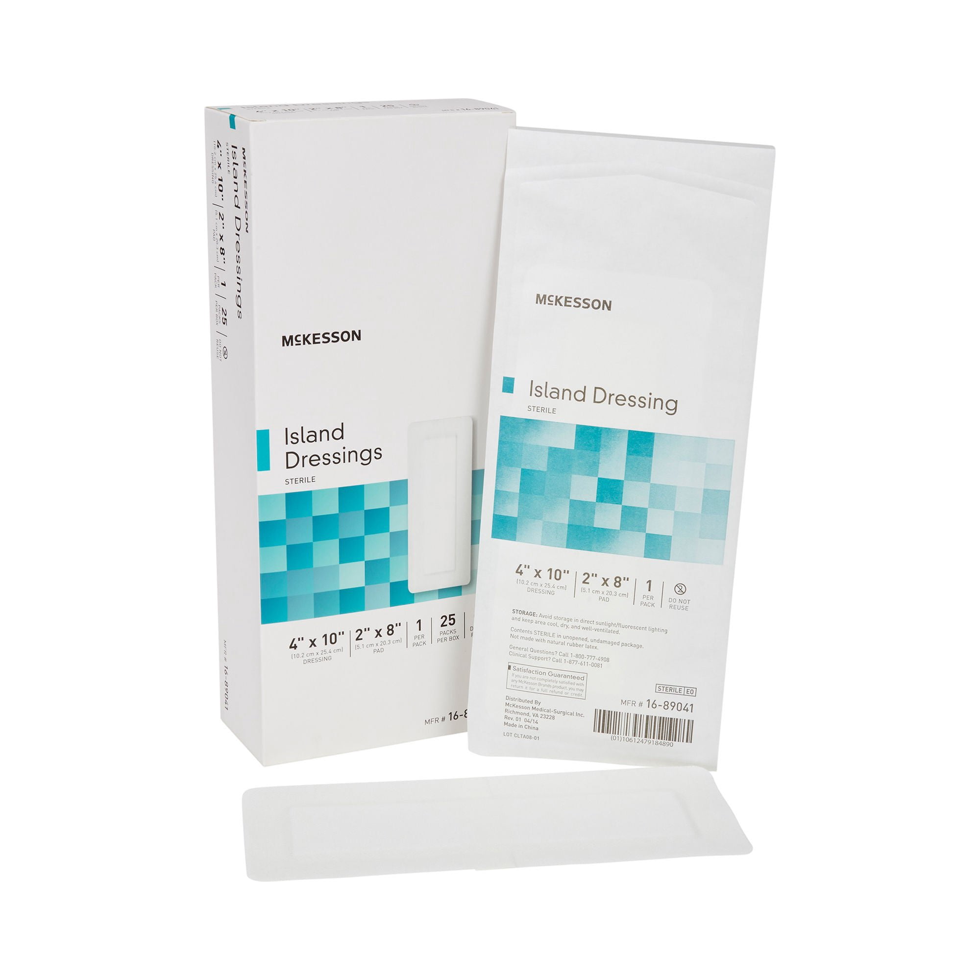 McKesson Island Dressing, Non-Adherent Gauze Pad for Wound Care, 4 in x 10 in, 25 Count, 1 Pack