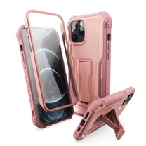 ExoGuard For iPhone 12/iPhone 12 Pro Case, Phone Case with Screen Protector and Kickstand (Pink)