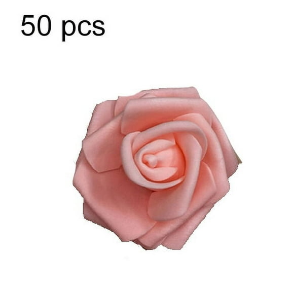 Farfi 50Pcs Artificial Flowers Wedding Bride Bouquet Party Decor Foam Rose Heads (Peach)