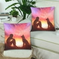 thumbnail image 2 of MKHERT Man And Dog Sunset Pillowcase Pillow Protector Cushion Cover 18x18 inch,Set of 2, 2 of 3