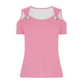 thumbnail image 6 of ZUKMRJPC Women's Cold Shoulder Tops Short Sleeve V Neck Solid Color Basic T Shirts Casual Trendy Lightweight Tunic Shirts Summer Tops, 6 of 7