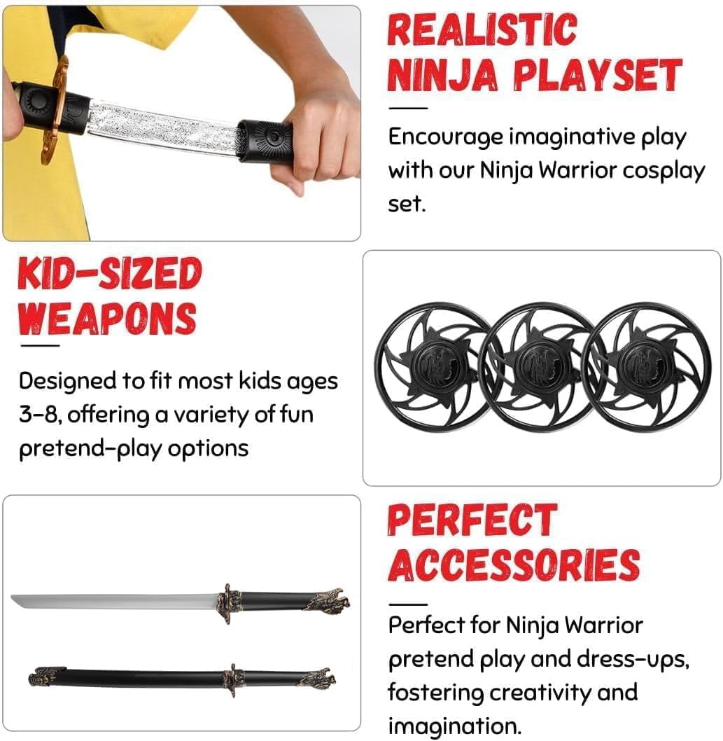 Warrior Ninja Kids Pretend Role Play Toy Costume Include Arrow