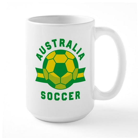CafePress - Australia Soccer Mugs - 15 oz Ceramic Large White Novelty Mug