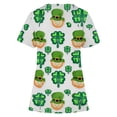 thumbnail image 2 of Clearance EGNMCR Womens St. Patrick's Day Nursing Scrub Tops Irish Printed Short Sleeve Gnome Green Working Uniform V Neck Workwear Blouse T-shirt, 2 of 3