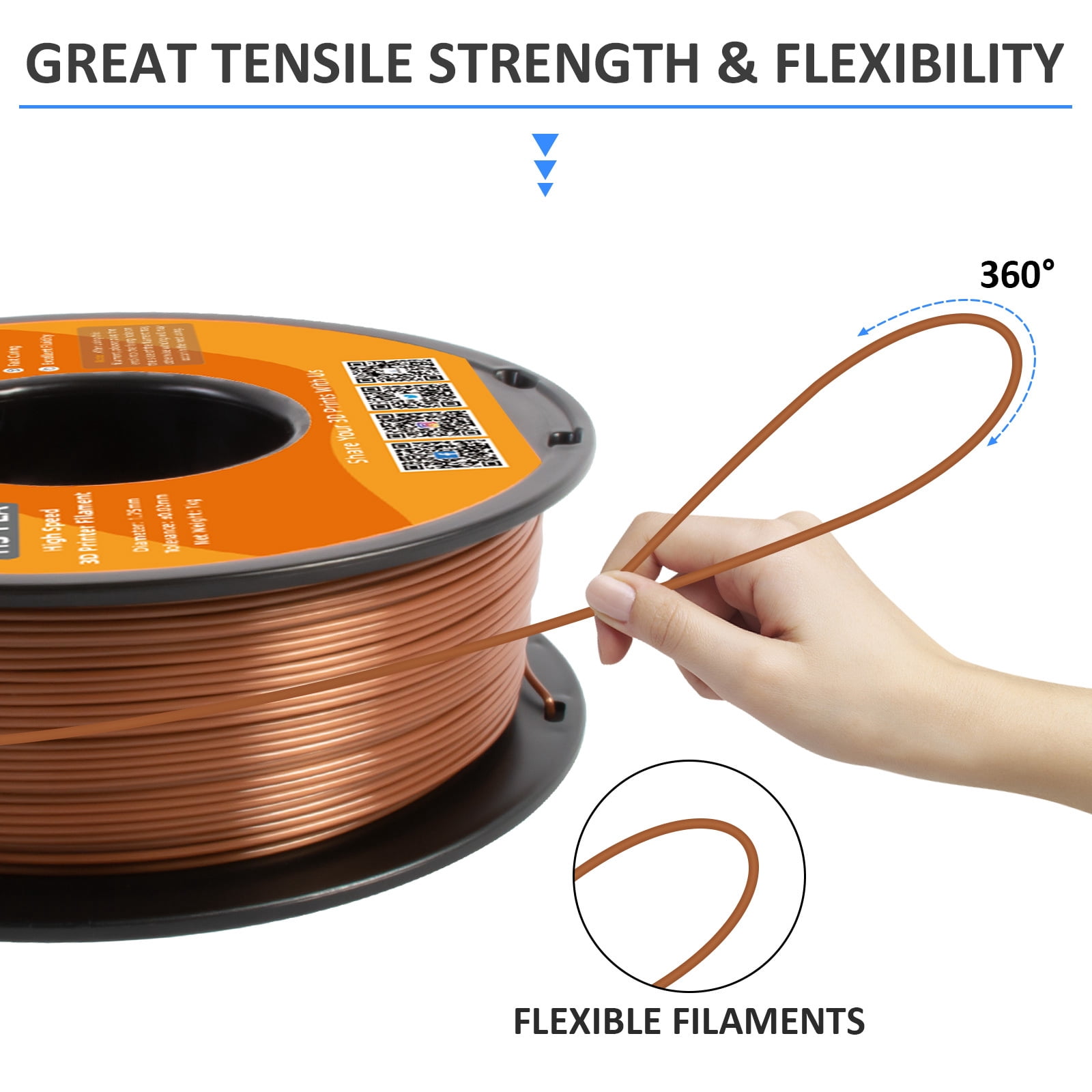 Geeetech 1.75mm PLA 3D Printer Filament, 10kg Spool (22lbs), Dimensional Accuracy +/- 0.03mm,Brown