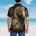 thumbnail image 4 of Bingfone Men's Short Sleeve Button Down Shirts Hawaiian Palatial Gold Pattern Horse Printed Beach Shirt, 4 of 7