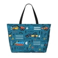 thumbnail image 2 of KdxioConstruction Trucks for Beach Bag for Women Large Beach Tote Bag Waterproof Sandproof Swim Bag with Zipper Pockets Beach Vacation Travel, 2 of 7