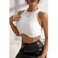 thumbnail image 3 of Rhinestone Fringe Zip Back Round Neck Cropped Top, 3 of 6