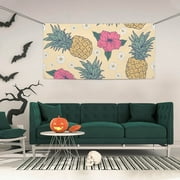 ZICANCN Banner Yard Signs, Yellow Pineapple Floral Tropical Party Wall Decor for Indoor Outdoor Room, Small Size