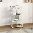 thumbnail image 4 of 4 Tier Metal Shelf Storage Shelves Living Room Bookshelf Bathroom Corner Storage Rack for Kitchen,Indoor Plant Stand (Matte White, 4 Tier), 4 of 6