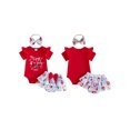 thumbnail image 2 of BemeyourBBs Newborn Baby Girl My First 4th of July Outfit Baby Girls Summer Patriot Independence Day Outfits Letter Cherry Print Ruffle Short Sleeve Romper Top Tiered PP Shorts Skirt Headband Sets, 2 of 8