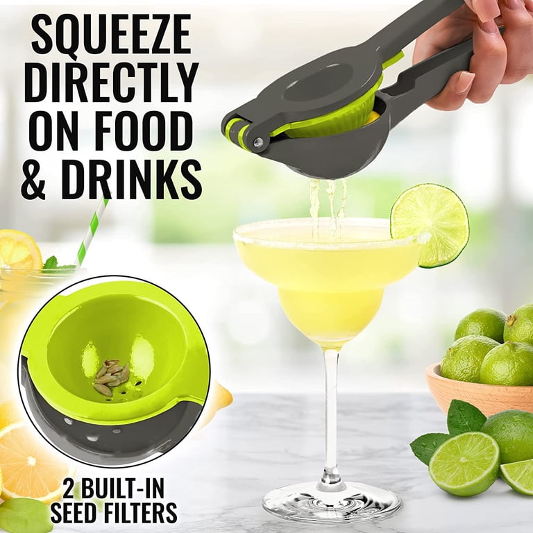 Zulay Metal 2-In-1 Lemon Squeezer Manual - Sturdy, Max Extraction