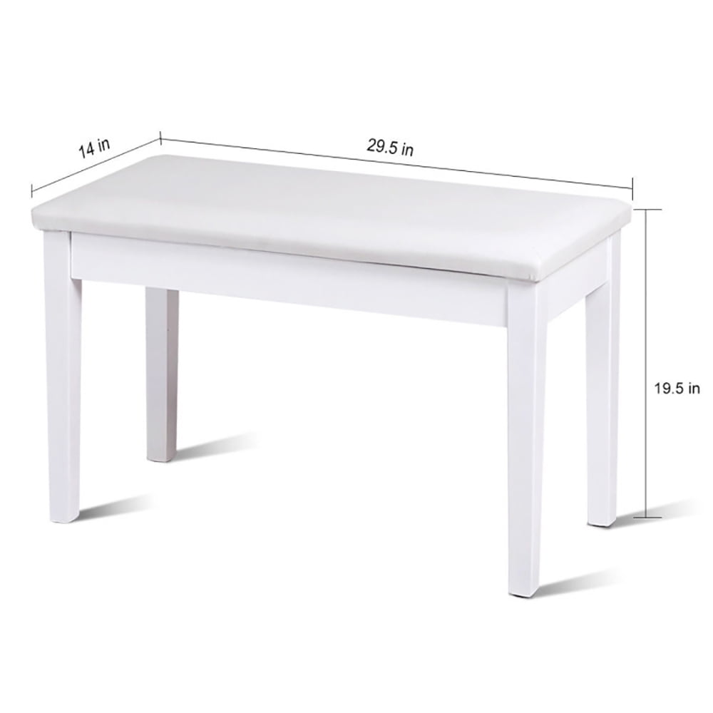Finihen Piano Bench, Comfortable Piano Stool with Padded Cushion, Solid Wood PU Leather Padded Piano Bench Keyboard Seat, White Finihen Piano Bench, Comfortable Piano Stool with Padded Cushion, Solid Wood PU Leather Padded Piano Bench Keyboard Seat, White