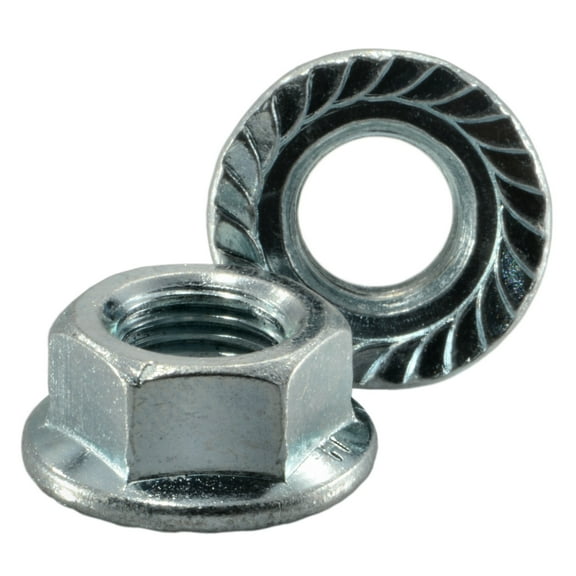 3/8"-24 Zinc Plated Steel Fine Thread Serrated Lock Nuts (10 pcs.)