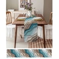 thumbnail image 6 of Teal Blue Ombre Cream Table Runner Modern Geometric Brown Aesthetic Tablerunners 13 x 48 Inch, Table Decorations Tabletop Scarf for Summer Gathering Holiday Farmhouse Kitchen Dining Decor, 6 of 6