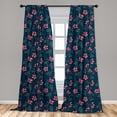 thumbnail image 4 of Ambesonne Navy Curtains, Repeating Cherry Flowers Art, Pair of 28"x63", Dark Violet Blue and Coral, 4 of 4