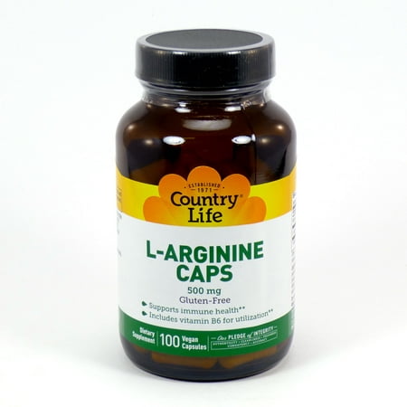 L-Arginine 500 mg de B-6 par 100 Country Life végétarienne Capsules