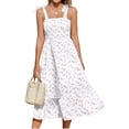 thumbnail image 2 of Women Summer Tie Strap Boho Floral Square Neck Ruffle Maxi Dress, 2 of 6