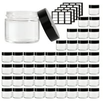 2 oz Glass Jars with Lids,Lotusbtdt 46 pack Amber Small Jar with Black Lids,Empty Round Cosmetic Containers for Sample, Powder, Cream, Lotion, Spice