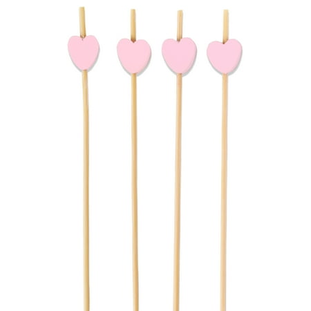 

BambooMN - Decorative Pink Heart Bamboo Food & Drink Picks Skewers - 7.1 (18cm) - 1 000pcs