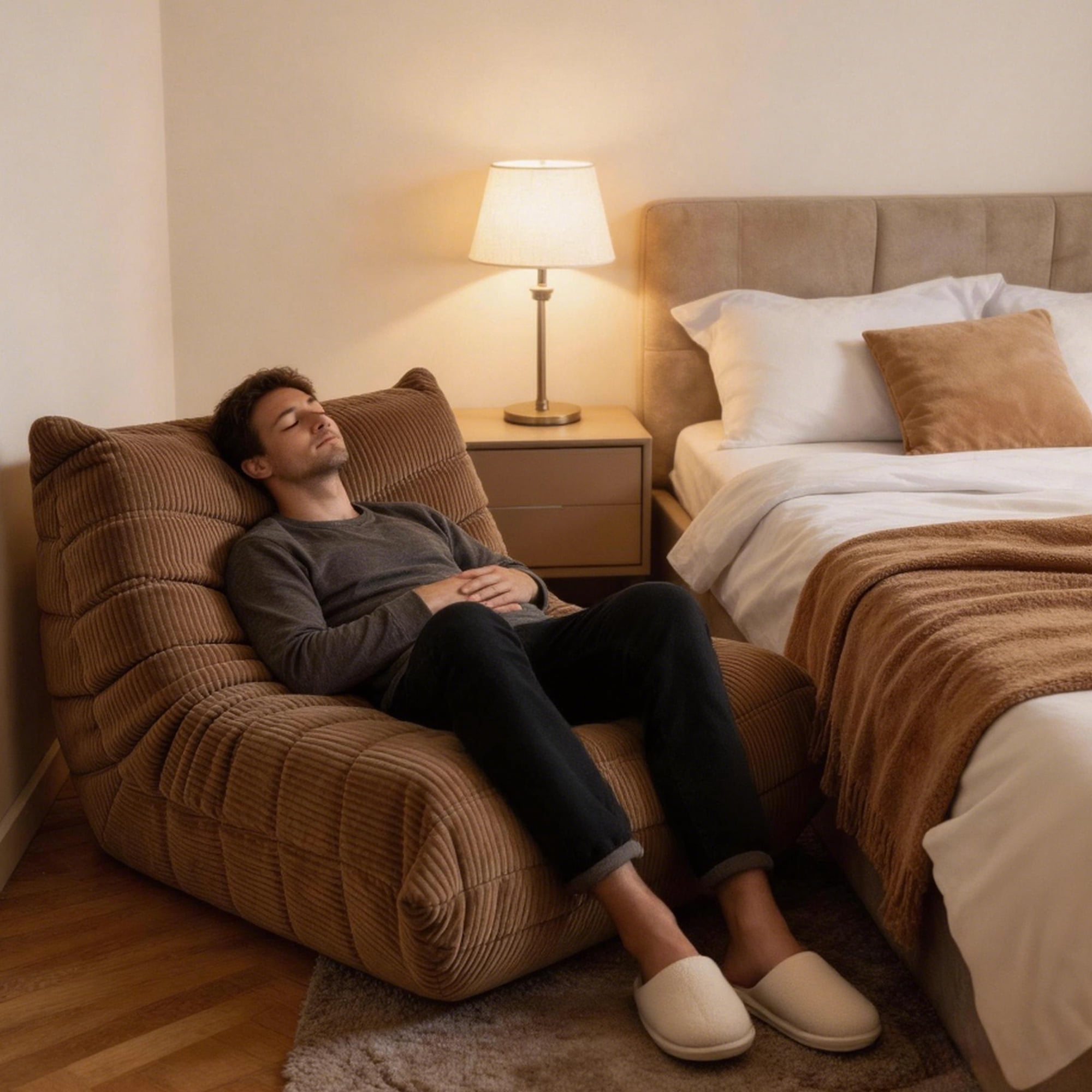 Alvantor Bean Bag Chair, Armless Lazy Sofa with Memory Foam and Soft Corduroy for Living Room Bedroom Reading Gaming