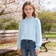 thumbnail image 3 of Ultrave Ruffle Collar Shirt for Girls Dot Print Smocked Long Sleeve Blouse Loose Cute Shirts for 5-14Y, 3 of 6