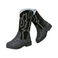 thumbnail image 3 of BOBOGOJP Toddler Cowgirl Boots Glitter Girls Cowboy Boots Ankle Toddler Boot Little Kid Western Horse Riding Shoes Party Birthday Dress Up Black for Size 2, 3 of 8