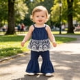 thumbnail image 2 of Toddler Girls Clothes Two Piece Outfits Sleeveless Lace Tank Top with Flared Pants Fashion Clothing Sets Size 18-24 Months, 2 of 8