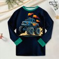 thumbnail image 6 of TOWED22 Toddler Boy Clothes Outfits 2Pcs Long Sleeve Print Round Neck Sweatshirt Top Sweatpants Casual Fall Winter Set(Green,5-6 Y), 6 of 9