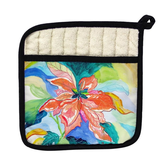 Betsy Drake Interiors Peach Poinsettia Pot Holder
