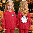 thumbnail image 2 of CAUYDY Toddler Halloween Sweatshirt Boys Girls Ghost Graphic T-Shirt Kids Crewneck Pullover Long Sleeve Sweater Fall Clothes,, 2 of 9