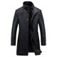 thumbnail image 2 of ZHAOCHENG Gabardina de cuero de lujo para hombre, chaqueta informal de cuero de negocios de un solo pecho, abrigo largo de PU negro, talla grande 4XL, 2 of 5