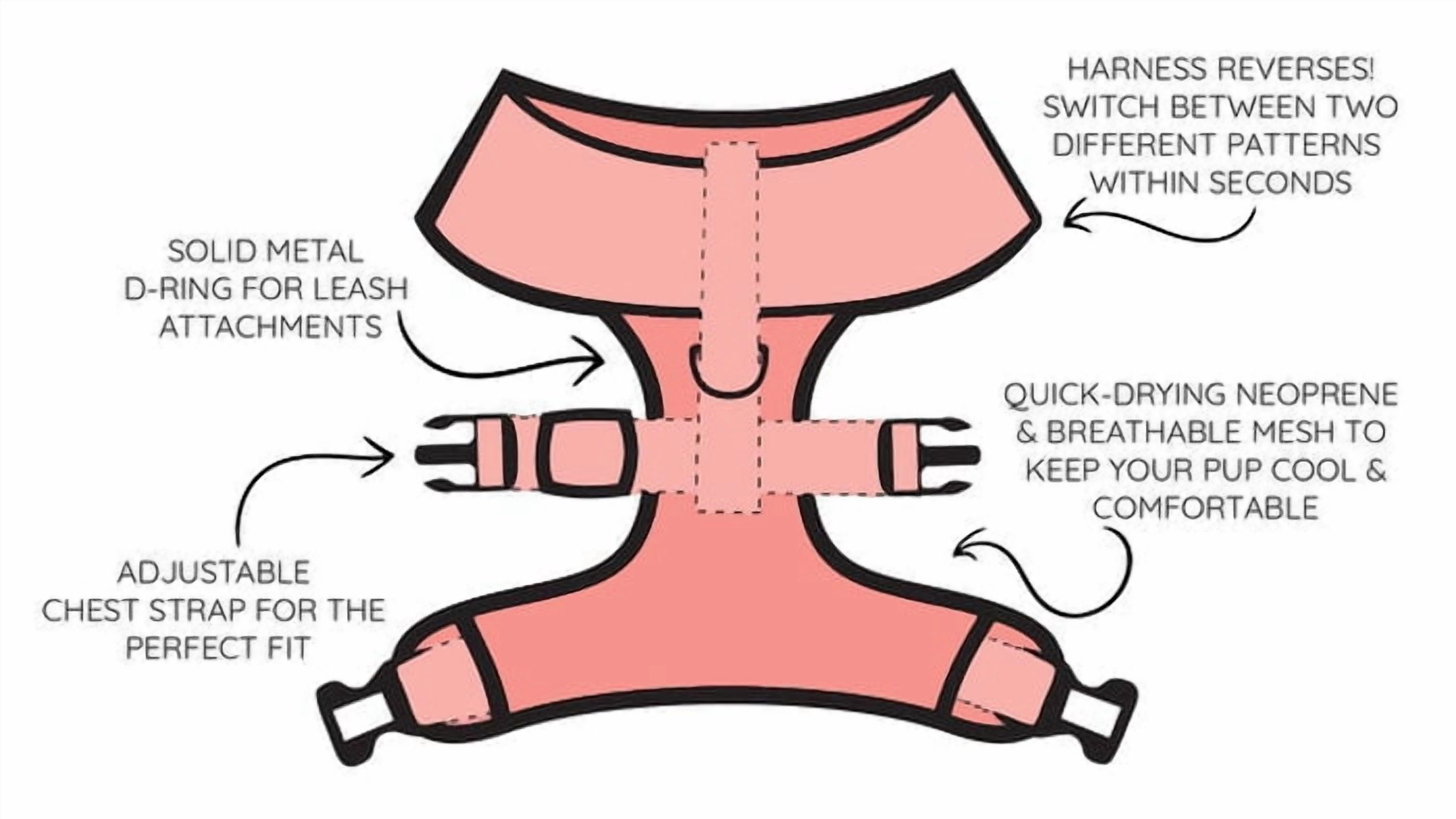 Sassy Woof Comfort Dual-Clip Reversible Dog Harness - Cherry Cute, Medium